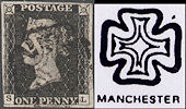 1840 1d Black Plate 4 'SL' MANCHESTER MX