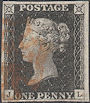 1840 1d Intense Black Plate 2 'JL'