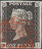 1840 1d Intense Black Plate 1b 'RI'