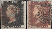 1840 1d Intense Black/1841 1d Red Plate 5 'ML'