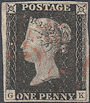 1840 1d Intense Black Plate 1b 'GK' Twisted Re-entry