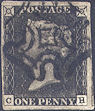 1840 1d Grey-Black Plate 3 'CH'
