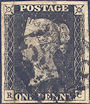 1840 1d Grey-Black Plate 10 'RC'