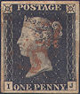 1840 1d Black Plate 1b 'IJ'