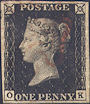 1840 1d Black Plate 4 'OK'