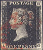 1840 1d Intense Black Plate 6 'LG'