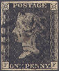 1840 1d Greyish-Black Plate 11 'FF'