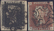 1840 1d Black/1841 1d Red Plate 10 'RL' 'P' = 'R'