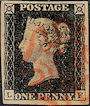 1840 1d Black Plate 4 'LF'