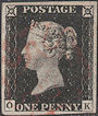 1840 1d Intense Black Plate 2 'OK'
