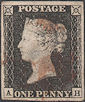 1840 1d Black Plate 3 'AH'