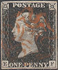1840 1d Black Plate 4 'EF'