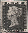 1840 1d Black Plate 10 'OJ' THIN PAPER, DOUBLE 'J'