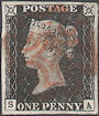 1840 1d Intense Black Plate 1b 'SA'