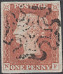 1841 1d Red Plate 1B 'NF'