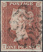 1841 1d Red Plate 9 'TB'