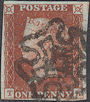 1841 1d Red Plate 11 'TK' Re-entry