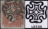 1841 1d Red Plate 1b 'HK' Re-entry, Leeds MX