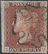 1841 1d Red Plate 11 'LD'