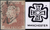 1841 1d Red Plate 9 'AG' State 2 Manchester MX