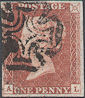 1841 1d Red Plate 11 'AL' Manchester MX