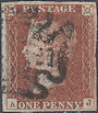 1841 1d Red Plate 11 'AJ' STATE 2
