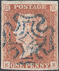 1841 1d Red Plate 10 'EB' Blue MX