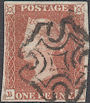 1841 1d Red Plate 5 'BJ' London II MX