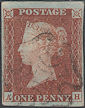 1841 1d Red Plate 11 'AH' State 2