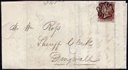 1841 1d Red 'Black' Plate 2 'EC'