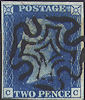 1840 2d Blue Plate 2 'CC'
