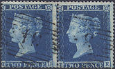 1857 2d Blue SG36a Plate 6 'TD-TE'