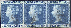 1841 2d Blue Plate 3 'CD-CF'