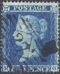1855 2d Blue SG27 Plate 5 'RG'
