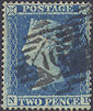 1855 2d Blue SG20a Plate 5 'NB'