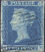 1841 2d Blue Plate 3 'HB'