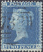 1855 2d Blue SG34 Plate 5 'LG'