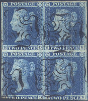 1841 2d Deep Full Blue Plate 3 'HD-IE'
