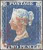 1840 2d Blue Plate 1 'BF'