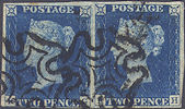 1840 2d Deep Full Blue Plate 1 'KG-KH'