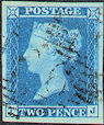 1841 2d Blue Plate 3 'TJ'