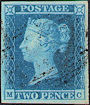 1849 2d Blue Plate 4 'MC'
