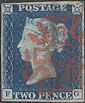1840 2d Deep Full Blue Plate 1 'FG'