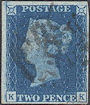1840 2d Blue Plate 2 'KK'