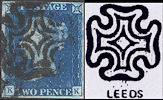 1840 2d Deep Full Blue Plate 1 'KK' Leeds MX