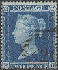 1857 2d Deep Blue F8 Plate 6 'EG'