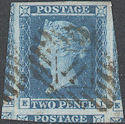 1849 2d Blue ES14e Plate 4 'EI'