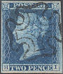 1841 2d Deep Full Blue ES12uf Plate 3 'HI' Edinburgh MX