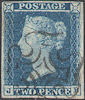1849 2d Blue ES11d,uf Plate 3 'JB' Edinburgh MX