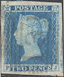 1849 2d Blue ES14 Plate 4 'FJ'